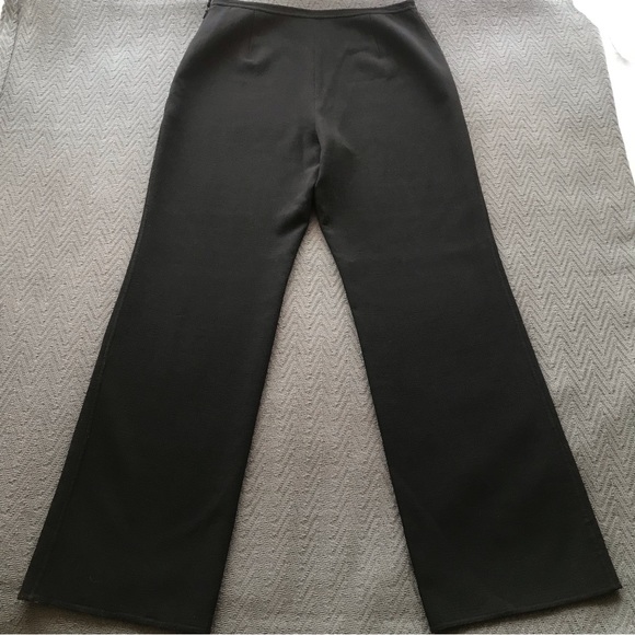 Lafayette 148 New York 98% Virgin Wool Black Wide Leg Trousers Dress Pants 12 - Picture 3 of 5